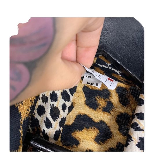 Vintage 80s Scarlett Animal Print Short Sleeve Button Up Dress Medium - Picture 11 of 15